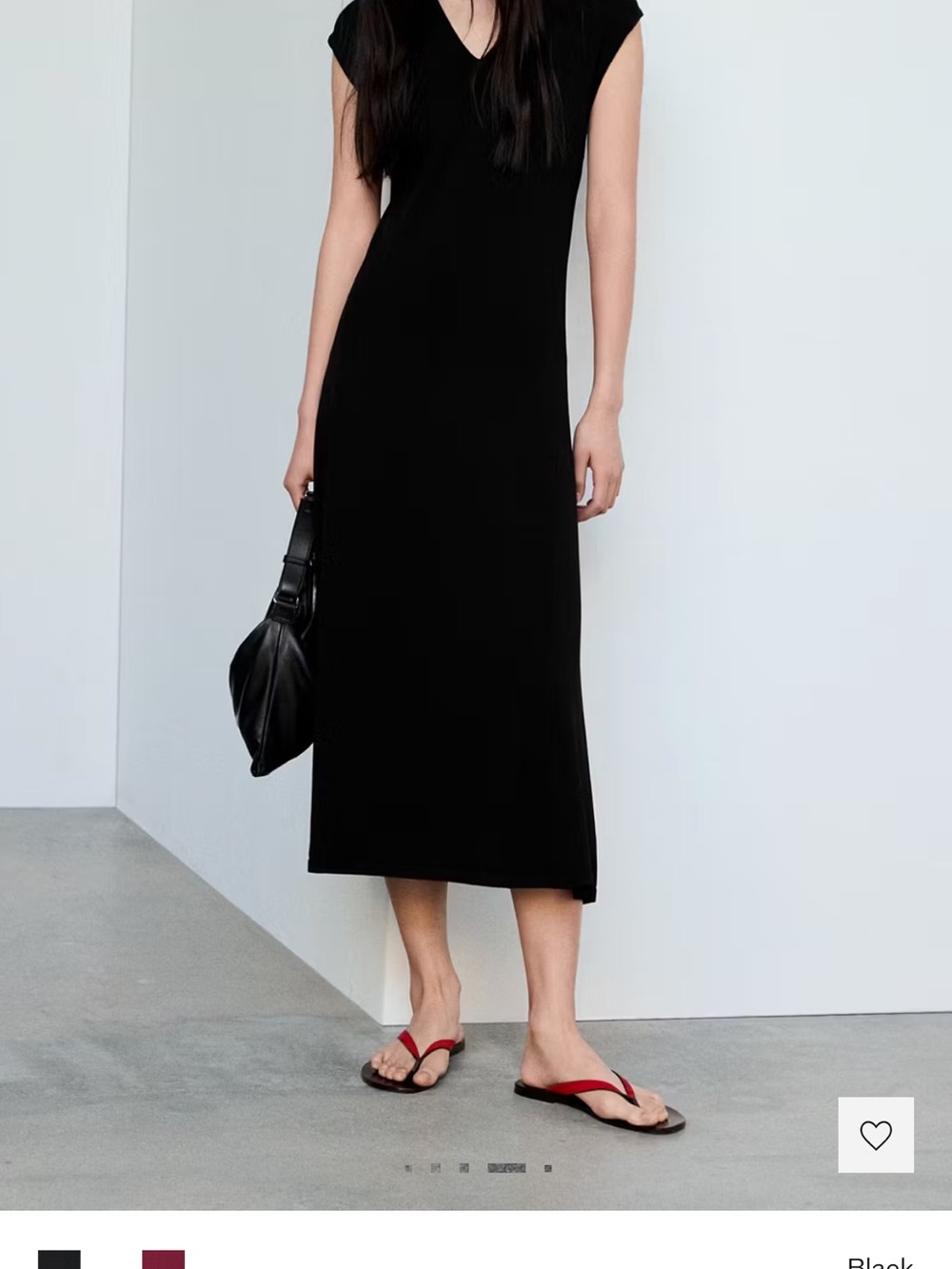 Mango Black V-Neck Sleeveless Midi Dress NEW No Tags